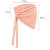 Bonnet hijab satin double couche couleur pêche avec drapé et long cordon.