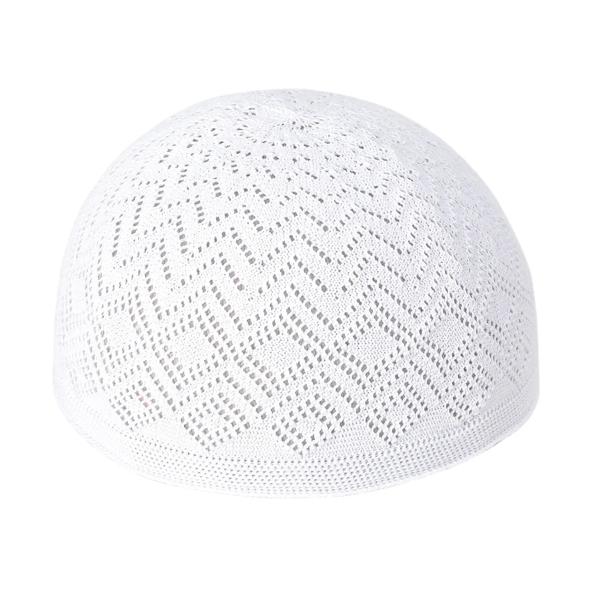Gorro de punto blanco con calavera, gorro de oración, con patrón de malla perforada