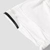 White inner hijab cap with a black trim and gathered fabric detail.