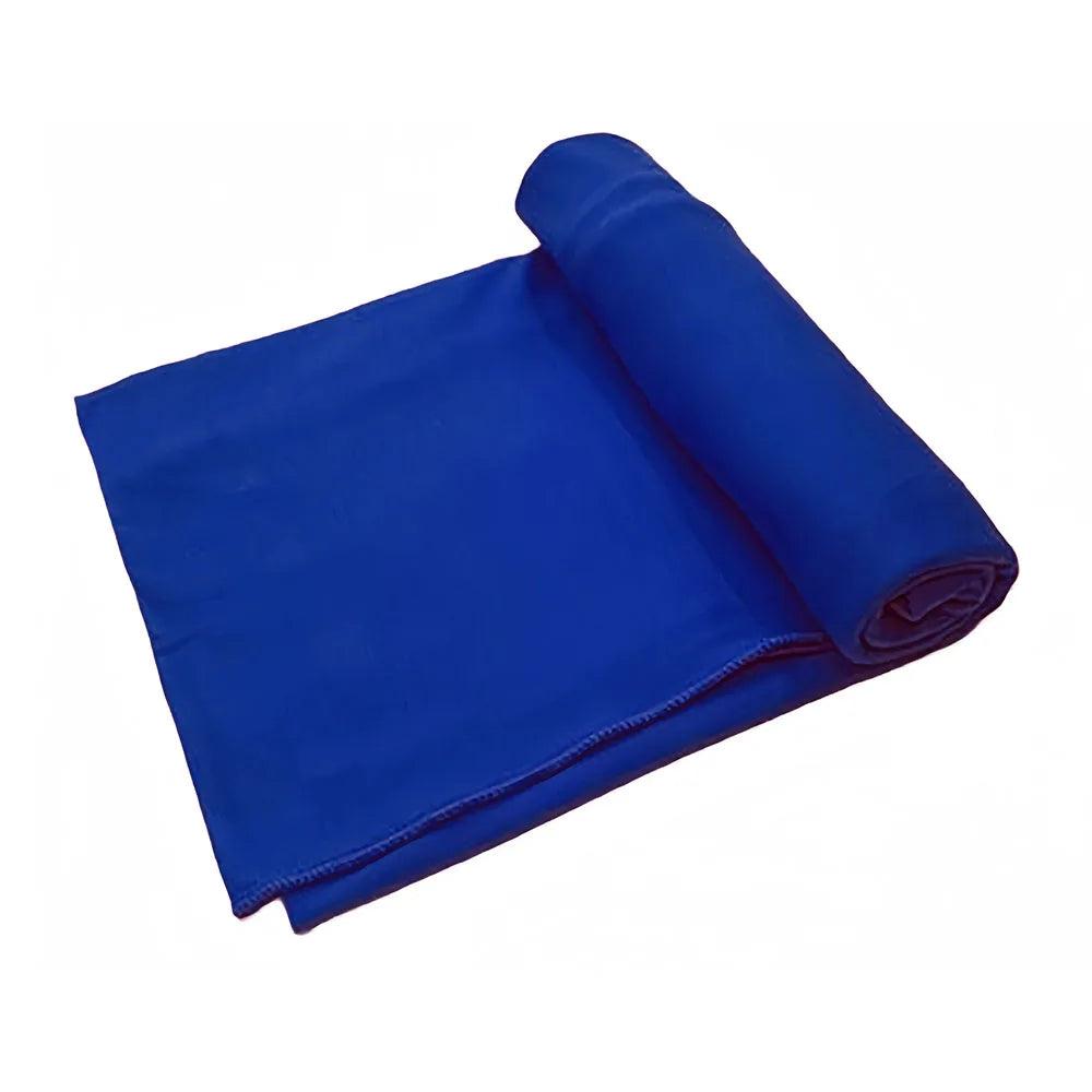 Gerollter blauer, dehnbarer Jersey-Turban-Kopfschal.