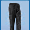 Schwarze Unisex-Regenhosen zum Wandern vor blauem Hintergrund