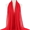 Leuchtend rote, durchgehende Chiffon-Hijab-Schärpe auf einem Mannequin.