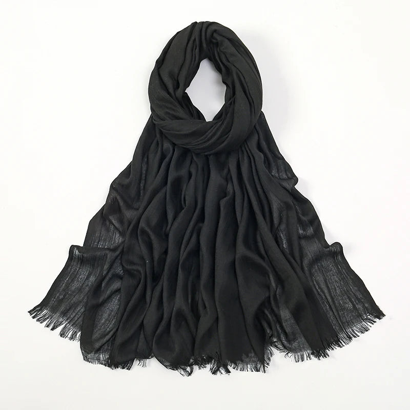 Pañuelo de modal de bambú negro elegante, drapeado y fluido