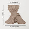 Bonnet hijab en coton, prêt-à-porter, beige, montré à plat avec ses dimensions.