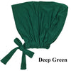 Pañuelo elegante tipo turbante en color verde intenso atado con un lazo de tela.