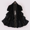 Pañuelo de chifón negro con bordado dorado y frente decorativo