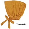 Pañuelo turbante modal amarillo mostaza atado en la base.