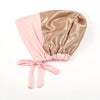 Cache-tête instant double couche satinée rose et or champagne.