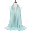 Light blue chiffon hijab scarf draped around a mannequin neck