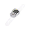 A white finger counter with a clear display and a crystal-like decorative element.