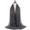 A dark gray chiffon hijab scarf draped over a mannequin.